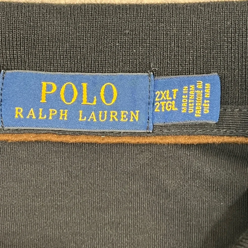 Polo Ralph Lauren Mens‎ Black Long Sleeve Polo Shirt Big & Tall 2XLT Cotton Pony